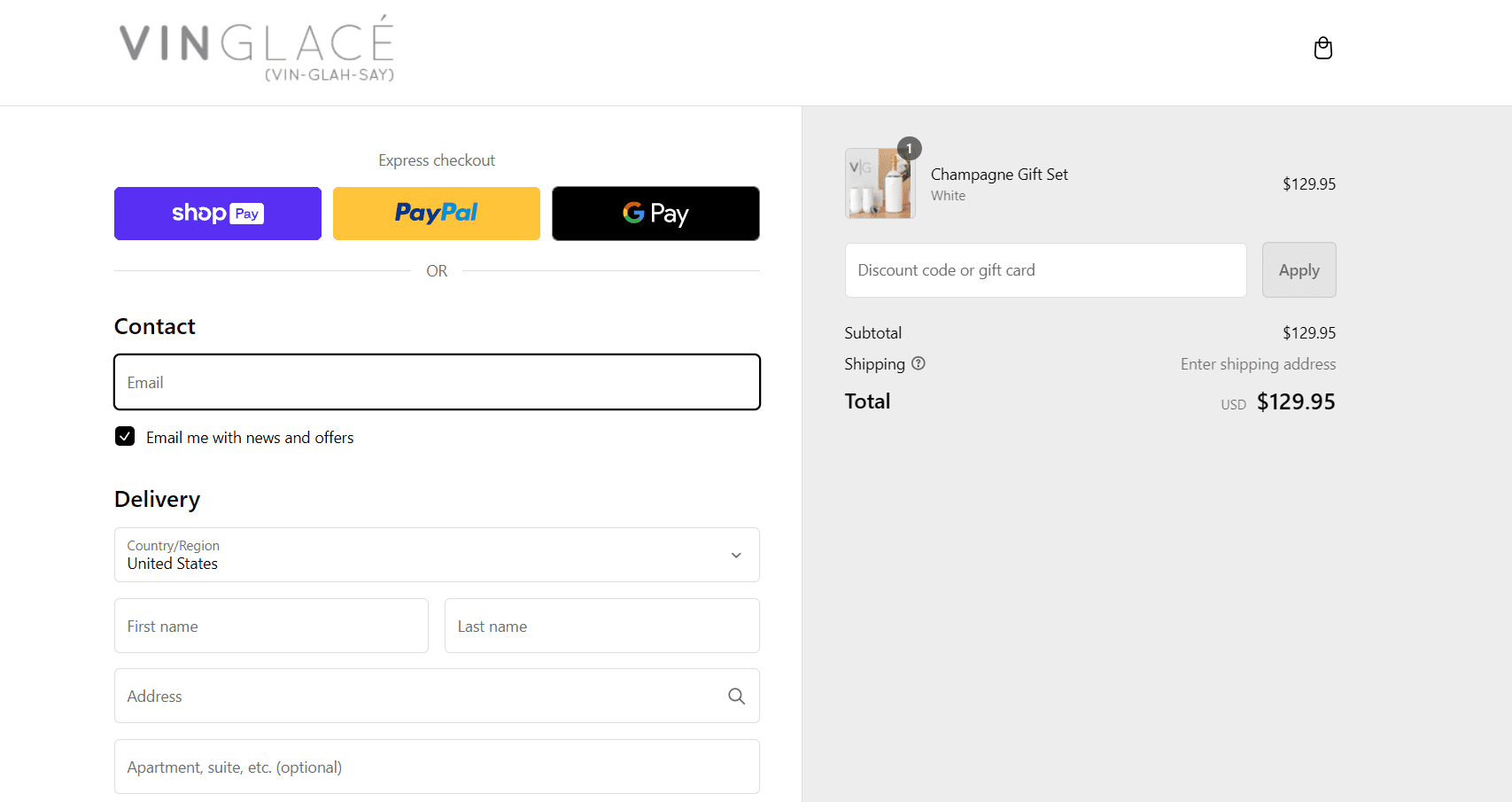 How to apply Vinglace coupon code